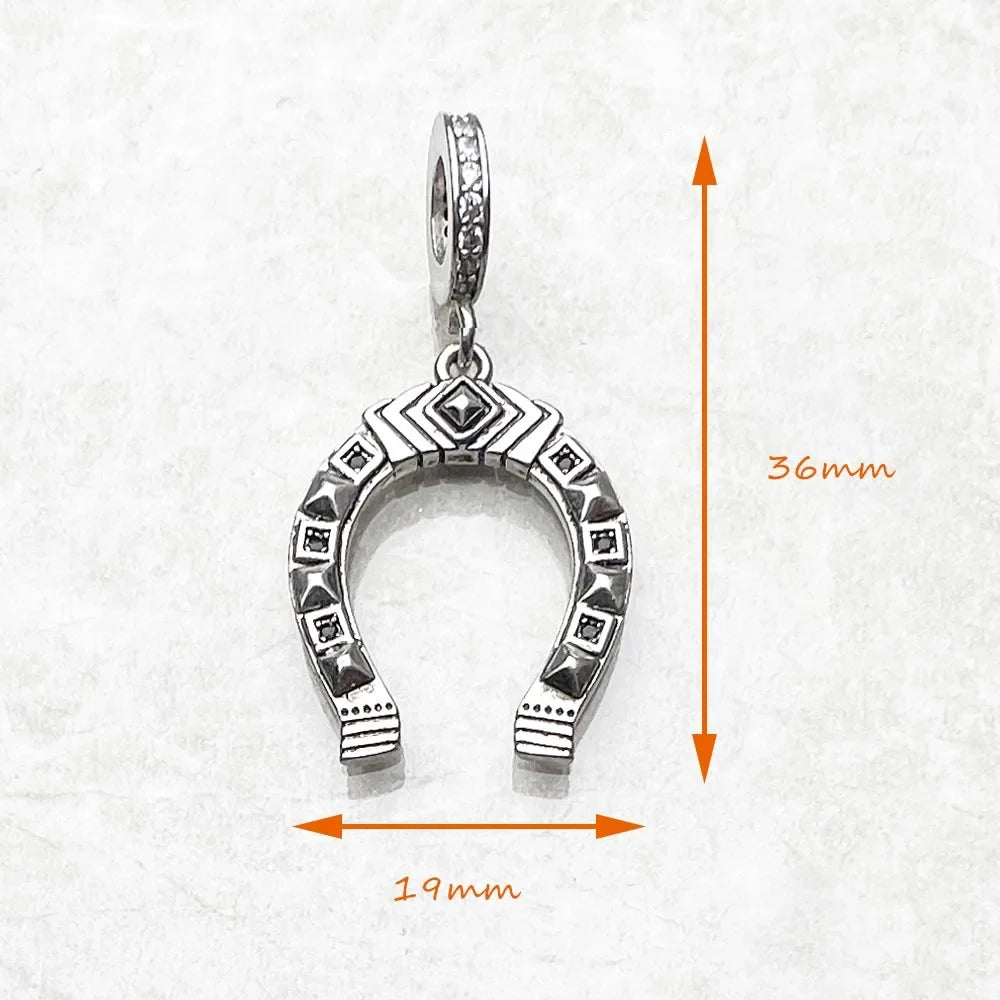 Ethnic Horseshoe Charm Pendant – 925 Sterling Silver Sterling Silver Pendant Qme