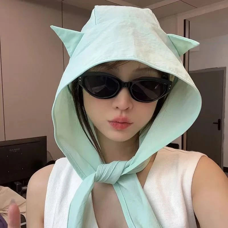 Cat Ear Bucket Hat – Women's Quick-Dry Sun Protection Hat Bucket Sun Hat Qst Green