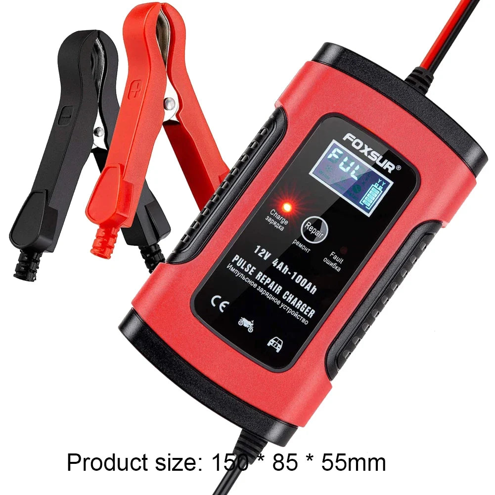 APWIKOGER 12V Portable Auto Battery Charger with LCD Display Auto Battery Charger Qme