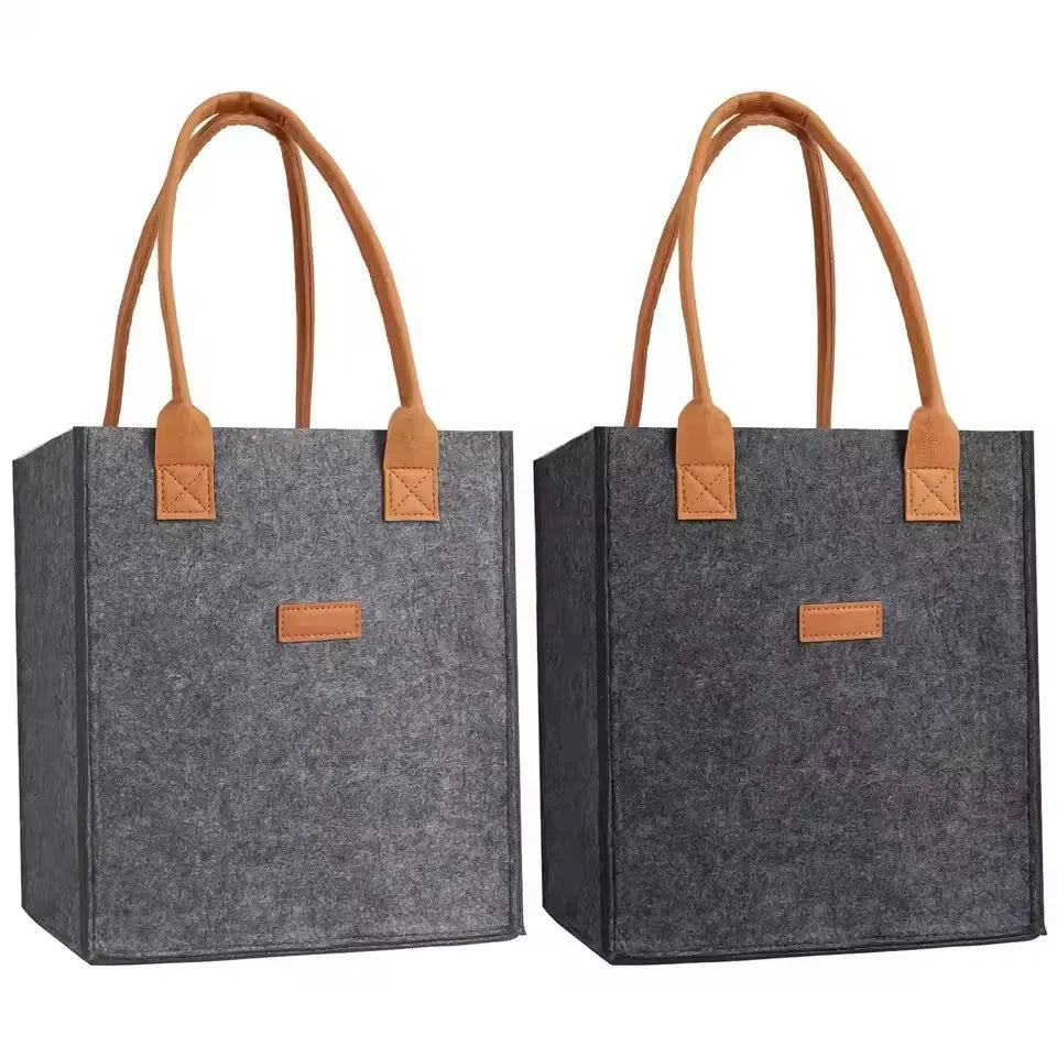 6-Bottle Felt Wine Carrier Tote Bag with Dividers & Handle Wine Carrier Tote Qme