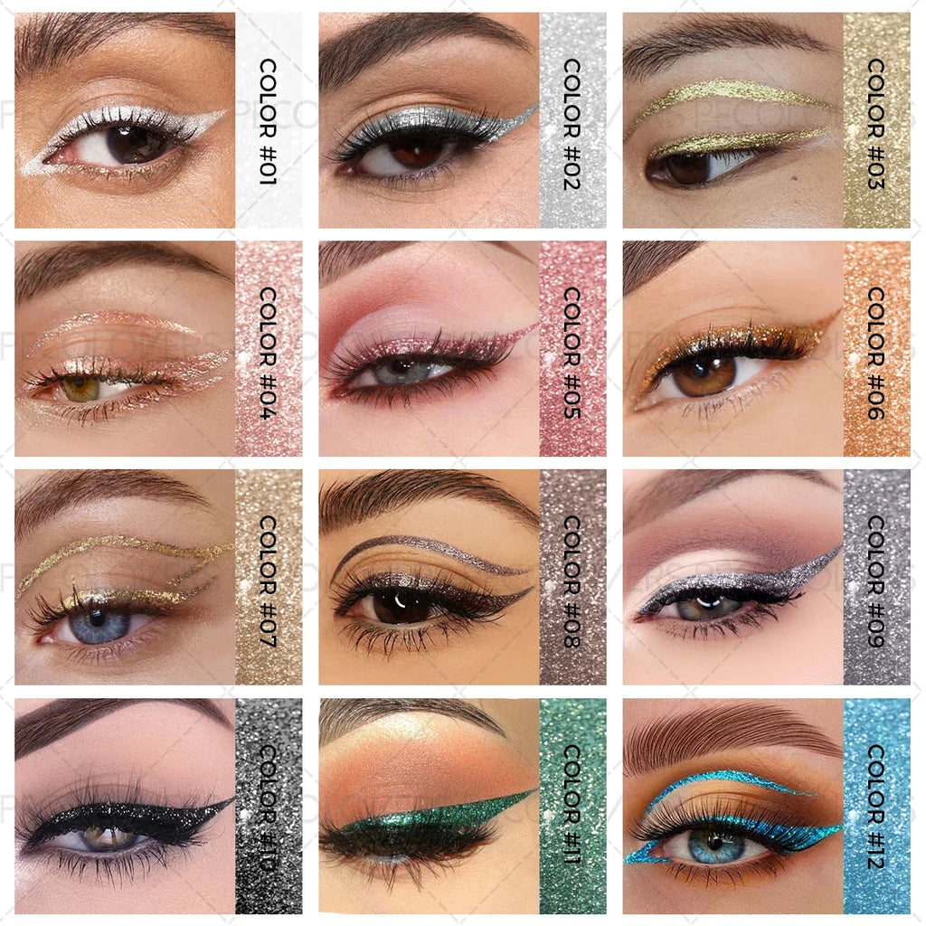 Highly Pigmented Liquid Eyeshadow Sparkle Eyeliner – 6 Colors Liquid Eyeshadow Qme