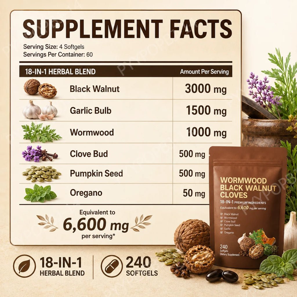 Botanical Herbal Blend Softgels – Black Walnut & Garlic 240ct Herbal Supplement Qst