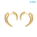 Boho Horn Stud Earrings | Gold & Silver Moon Punk Jewelry Stud Earrings Qme A1