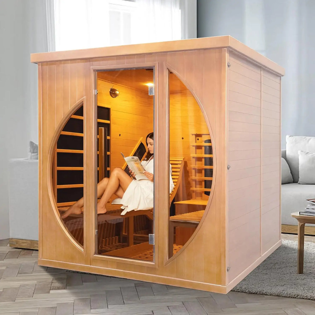 SMARTMAK 2-Person Far Infrared Sauna 3400W | Canadian Hemlock Infrared Sauna Room Qst