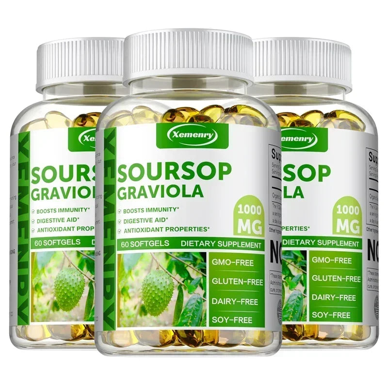Soursop Graviola Capsules – Immune & Wellness Support Herbal Supplement Qst 60 Capsule-3bottles