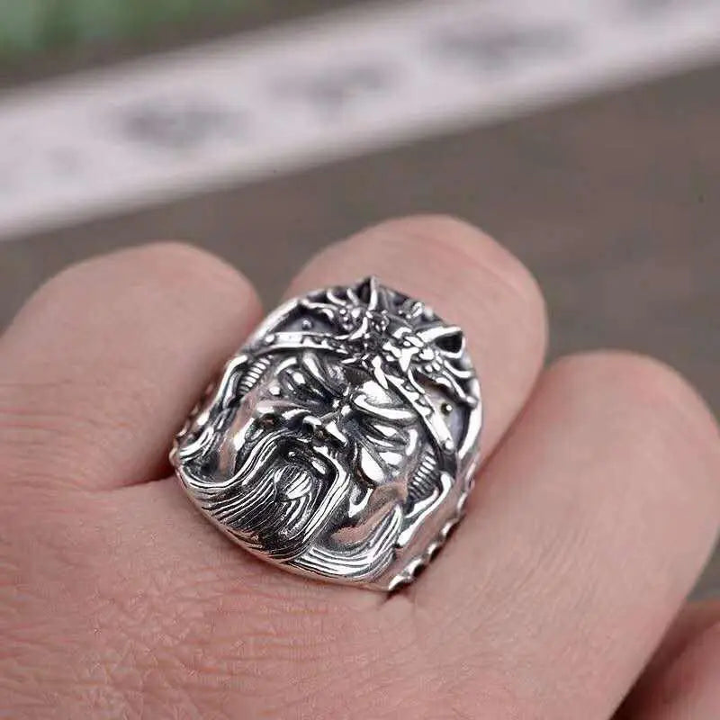 Vintage Guan Yu Gothic Punk Adjustable Metal Ring Adjustable Metal Ring Qme