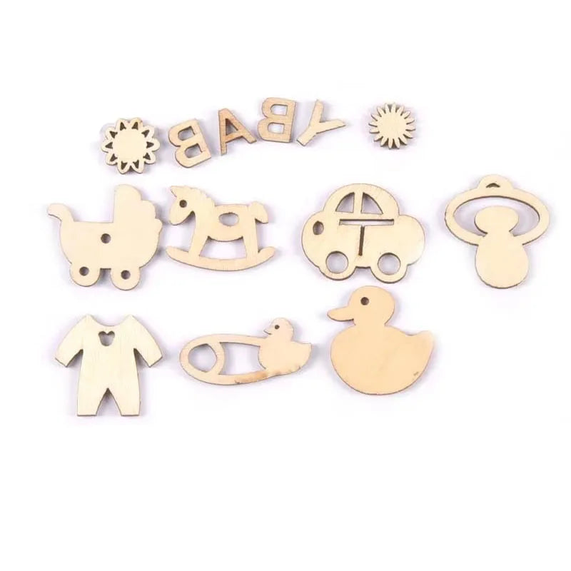 Natural Wood Slices Baby Pacifier Pattern – 50pc DIY Craft Kit Wood Craft Slices Qme