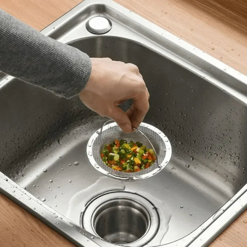 Stainless Steel Sink Strainer with Handle | Kitchen Drain Filter Sink Drain Strainer Qme
