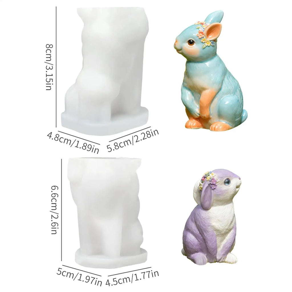 3D Bunny Silicone Mold Set – Soap, Candle & Chocolate Craft Silicone Craft Mold Qme