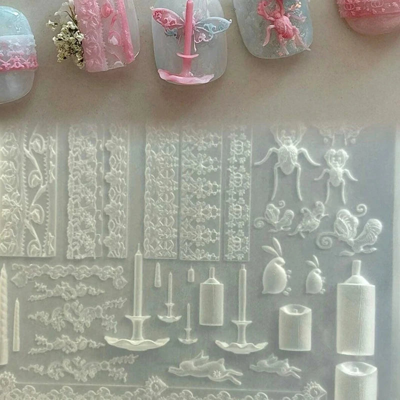 3D Silicone Butterfly Lace Nail Mold – French Manicure DIY Nail Art Mold Qst