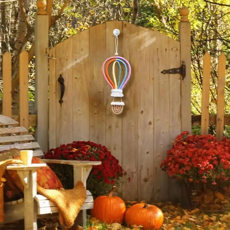 Boho Rainbow Hot Air Balloon Wall Hanging – Handmade Tassel Boho Wall Hanging Qme