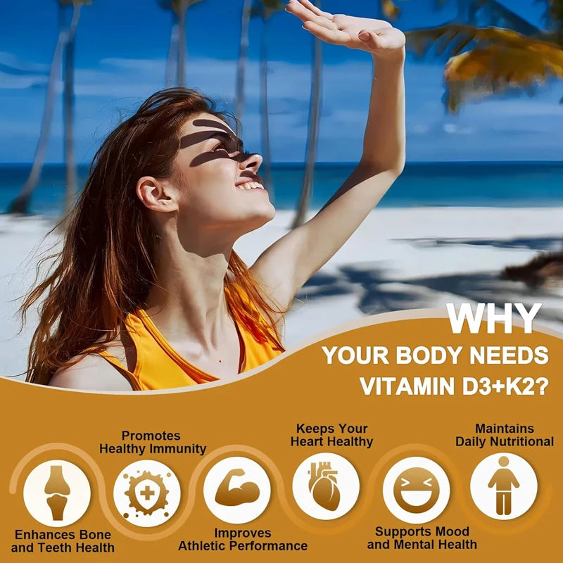 HOLUCKS Vitamin D3 10000IU K2 MK-7 Magnesium Zinc Capsules Vitamin Supplement Qst
