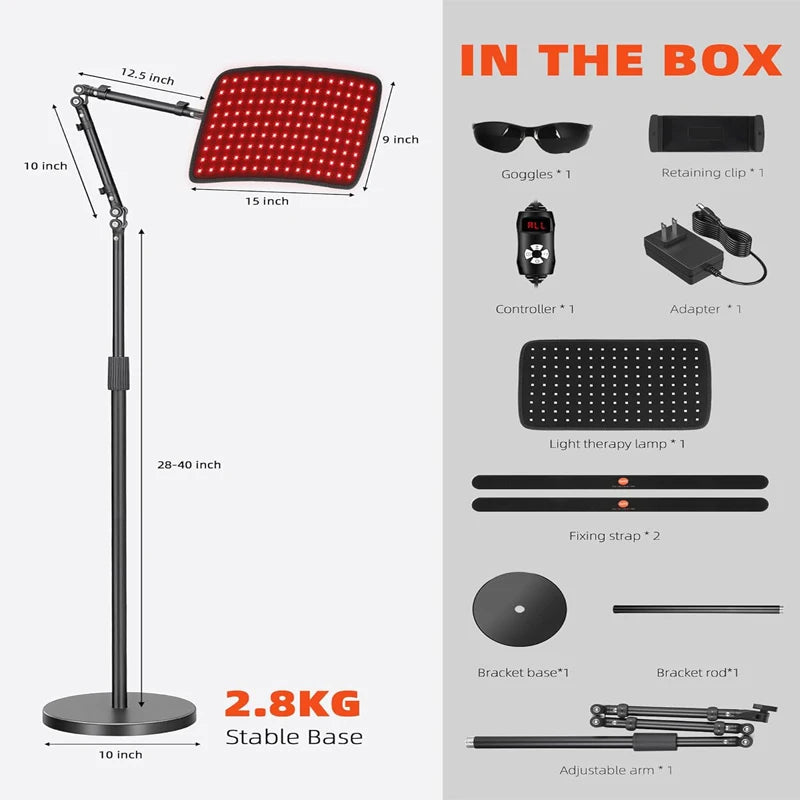 Red Light Therapy Panel 660nm 850nm – 15" LED Body Care Set Light Therapy Device Qst