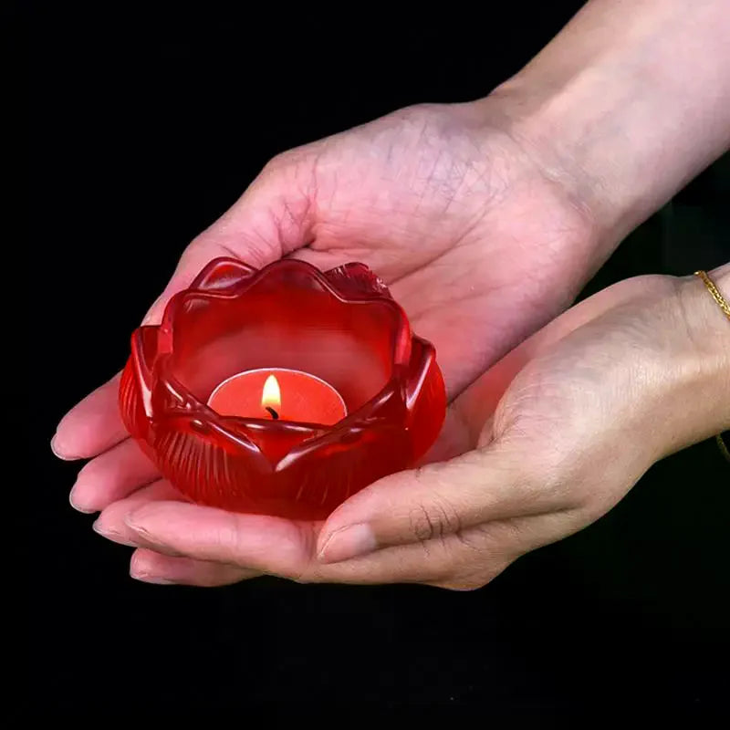 Glass Lotus Candle Holder – Windproof & Heat Resistant Candle Holder Qme