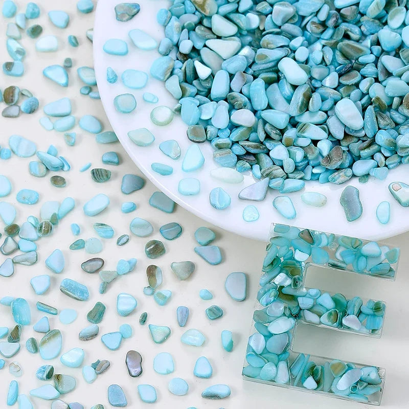Natural Pearl Crushed Seashell Slices – Nail Art & DIY Crafts Nail Art Shell Particles Qme Light blue