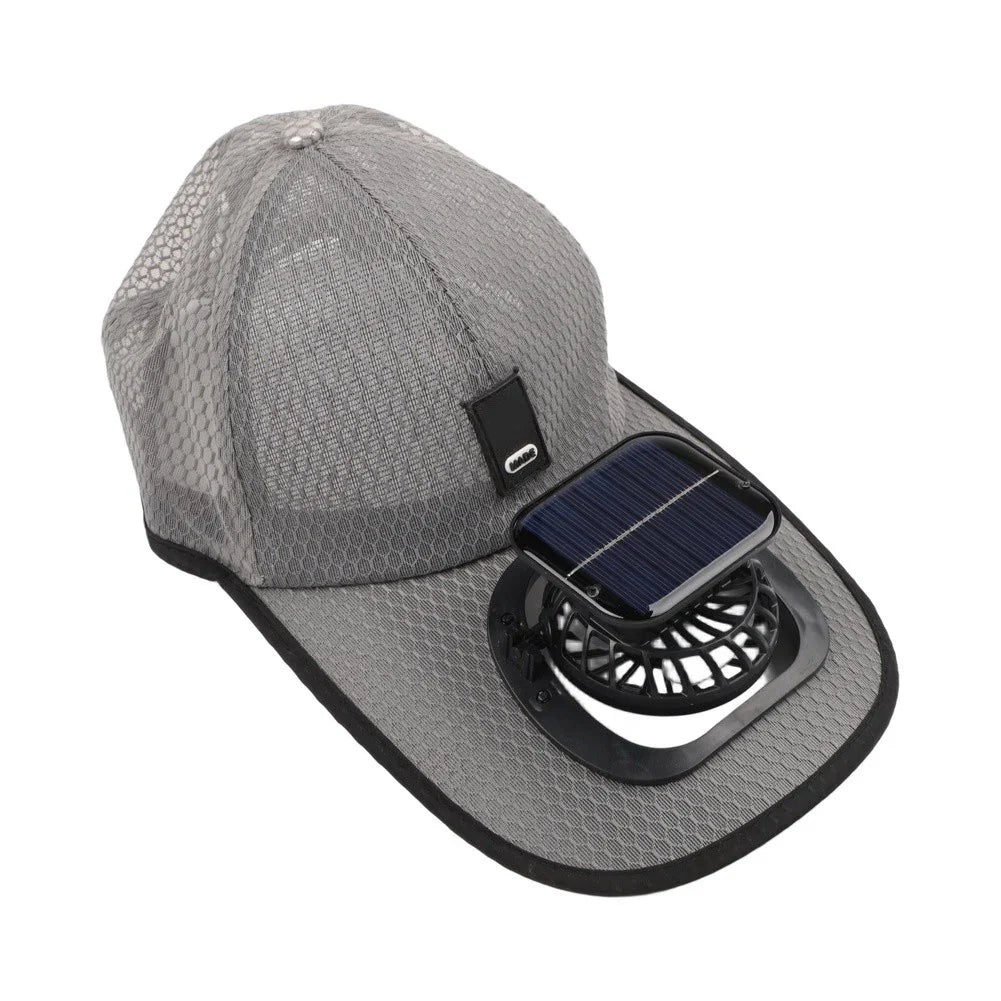 Solar Fan Hat UV Protection Outdoor Cap – Adjustable & Breathable Solar Fan Cap Qme dark gray