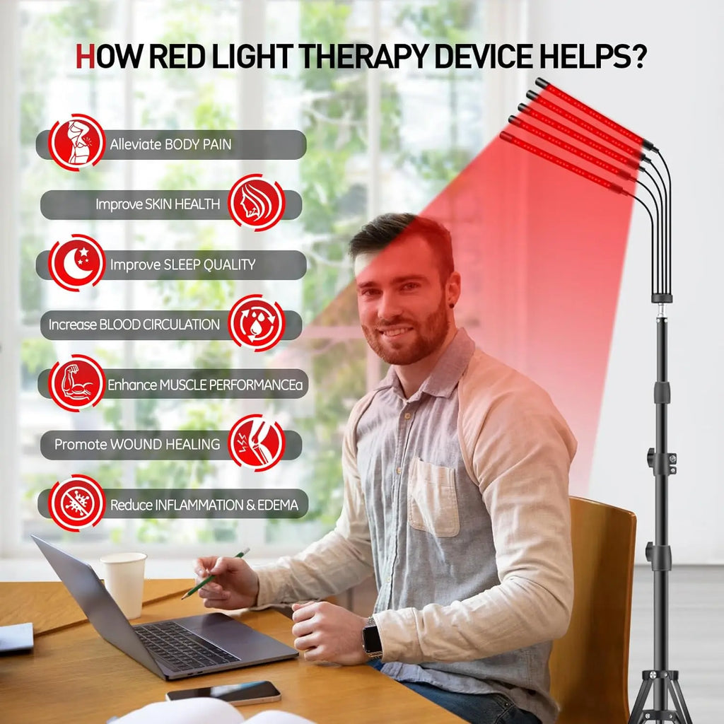 4/5 Head Red Light Therapy Lamp with Stand & Timer | 660nm 850nm Red Light Therapy Lamp Qst