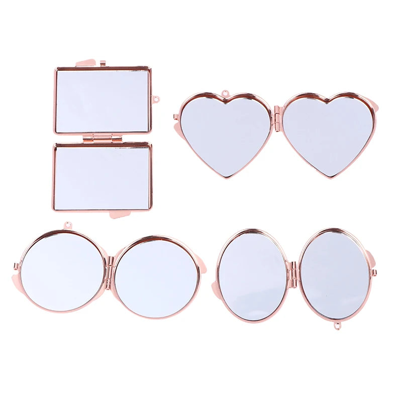 Mini Folding Makeup Mirror Keychain – Double Sided Metal Compact Makeup Mirror Qst