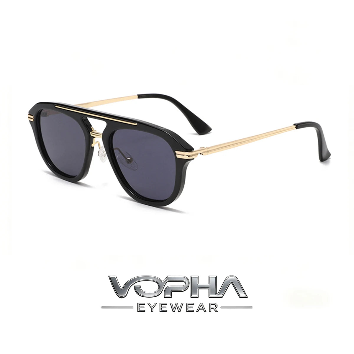 VOPHA Gold Oversized Aviator Sunglasses – UV400 Unisex Retro Aviator Sunglasses Qst Gray