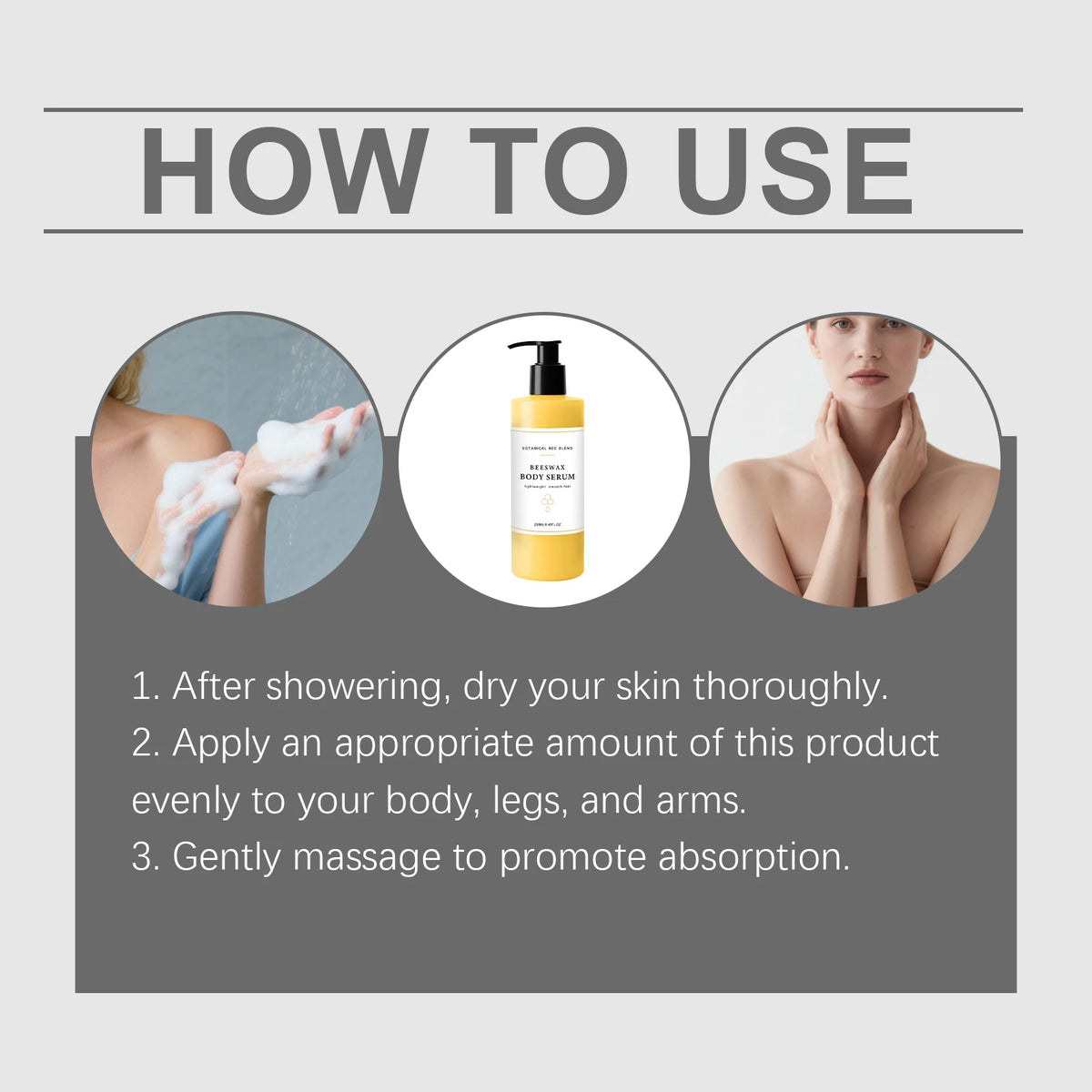 Beeswax Body Serum 250ml – Moisturizing & Smoothing Skin Care Body Serum Qst