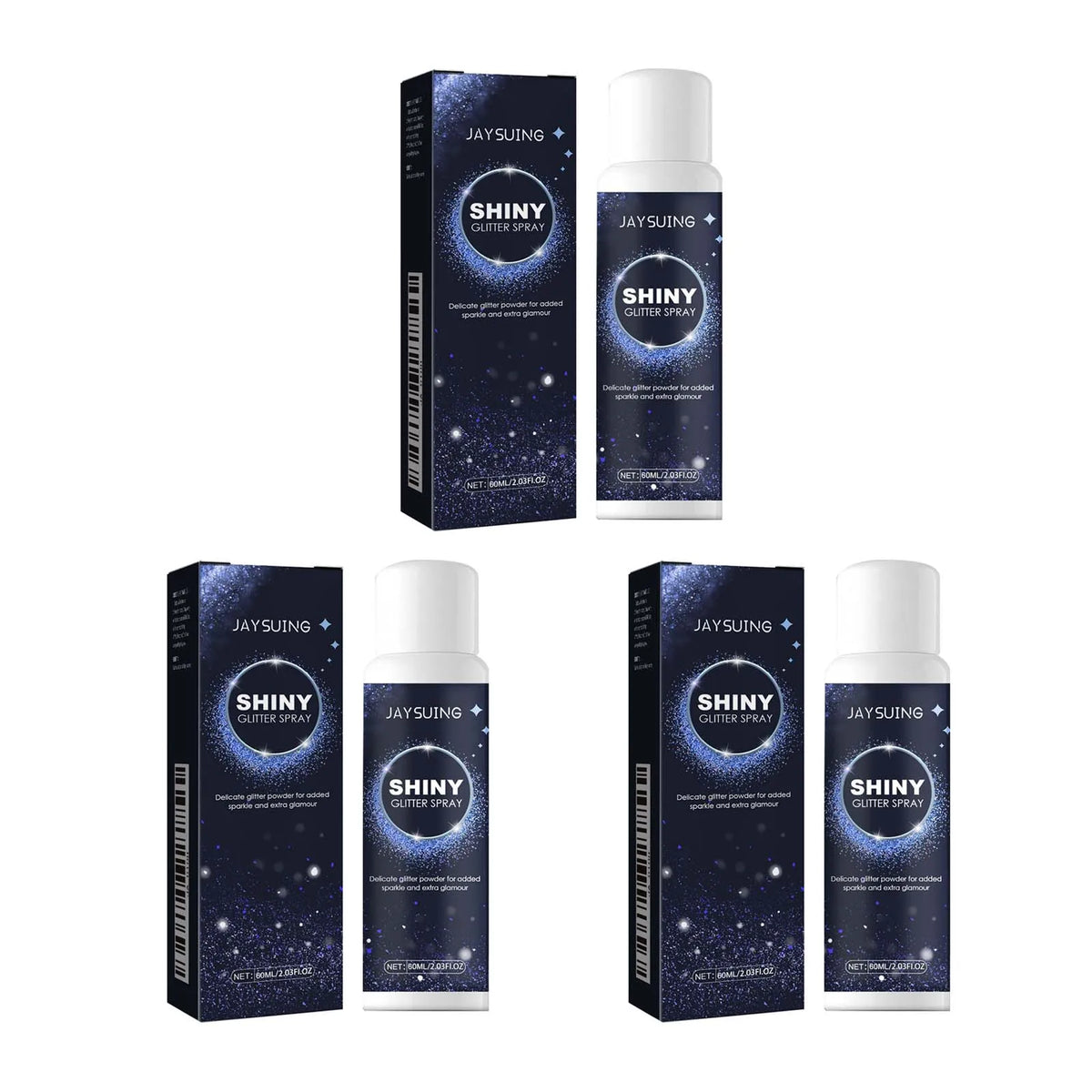 Holographic Glitter Spray for Hair & Body – Shimmer Glow Body Glitter Spray Qme 3Pc x 60ml Boxed