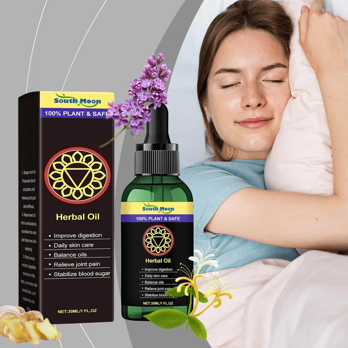 South Moon Relaxing Body Massage Oil – Plant Essential Oil Body Massage Oil Qst