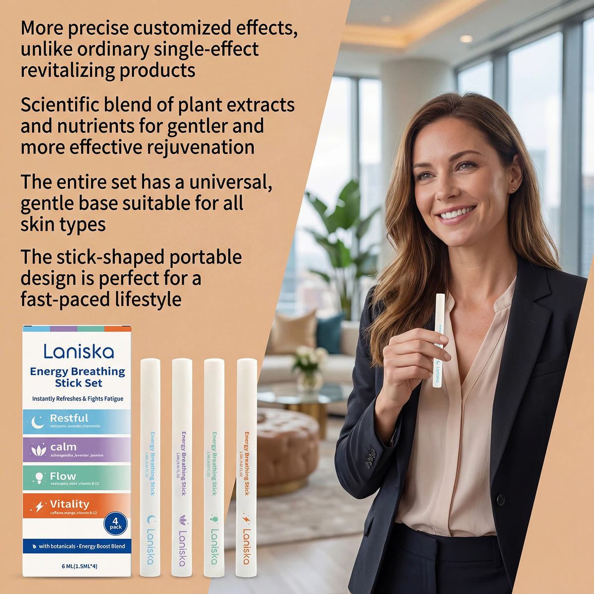 Laniska Portable Herbal Inhaler Stick – Natural Plant Extract Herbal Inhaler Stick Qst