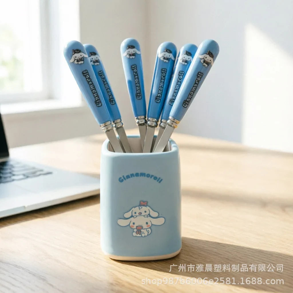 Kuromi Hello Kitty Stainless Steel Fruit Fork Set | Cute Cartoon Cartoon Fruit Fork Set Qme 5