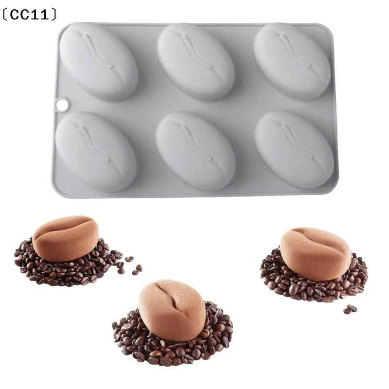 28-Cavity Coffee Bean Silicone Mold for Mousse & Pastry Silicone Baking Mold Qme