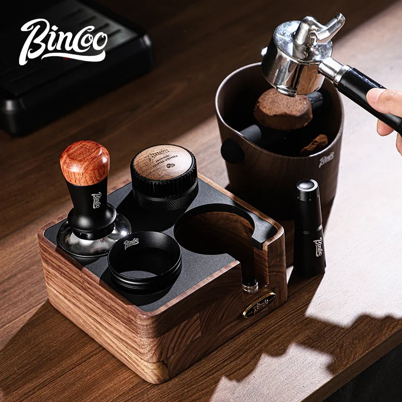 BINCOO 51/58mm Portafilter Storage Base Tamper & Distributor Set Espresso Barista Tool Set Qst