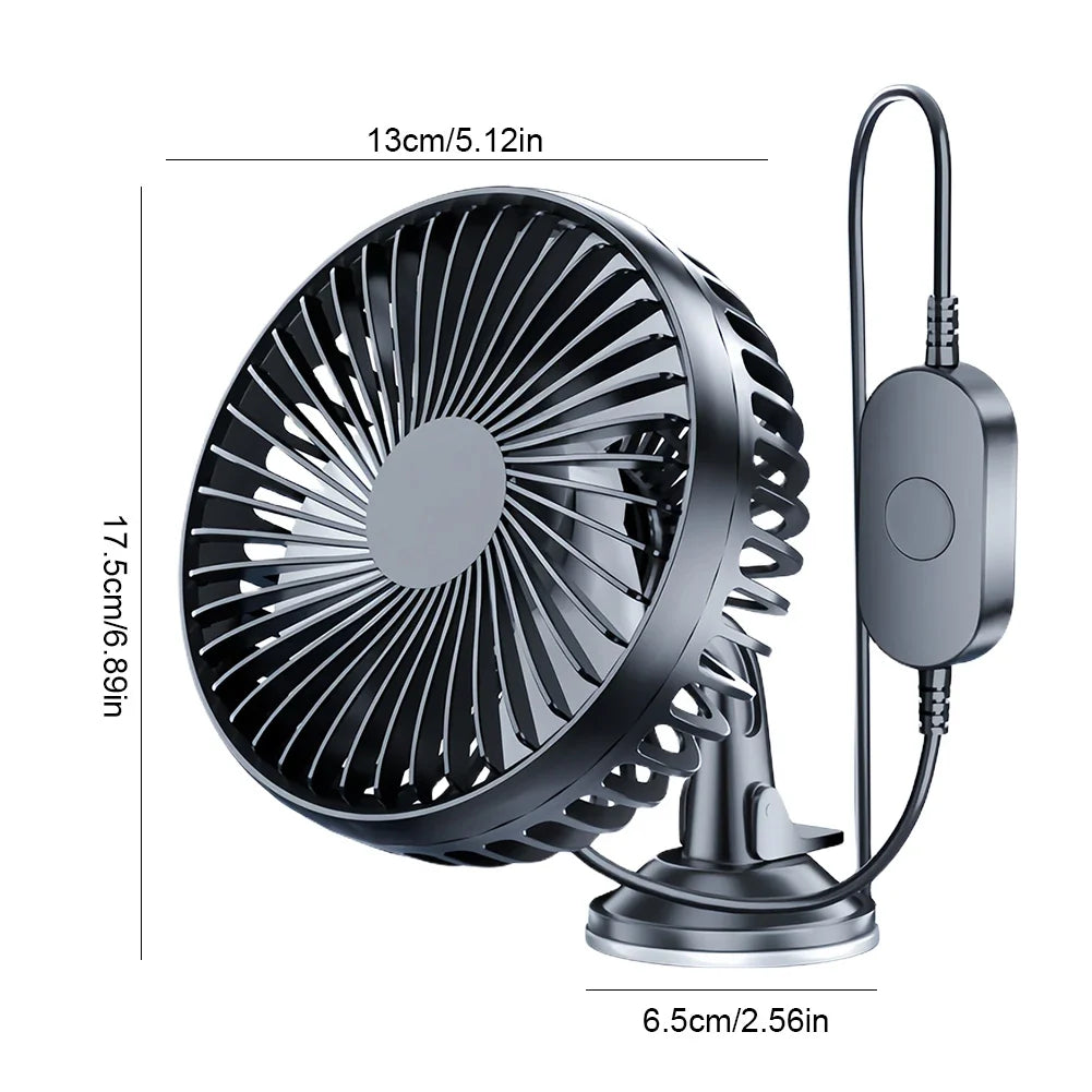 12V 24V USB Car Dashboard Fan | 360° Suction Cup Mount Car Dashboard Fan Qme