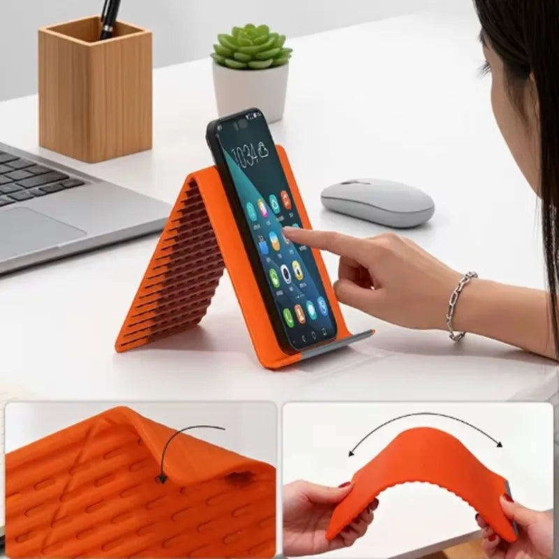 Flexible Foldable Silicone Phone Holder – Adjustable Stand Phone Stand Qme