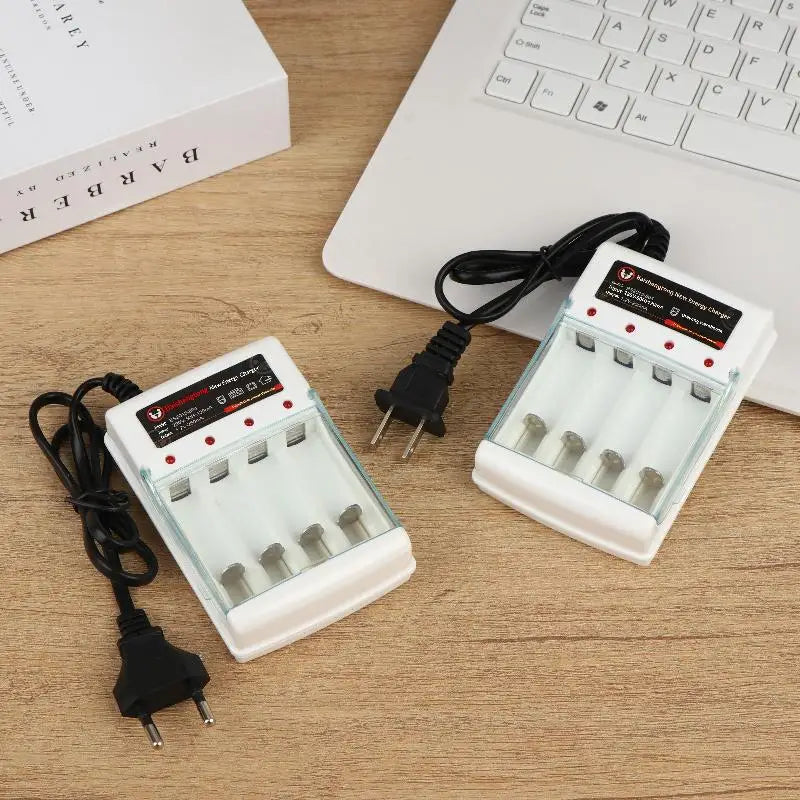 4-Slot AA AAA Battery Charger – Independent Slots, EU & US Plug Battery Charger Qme