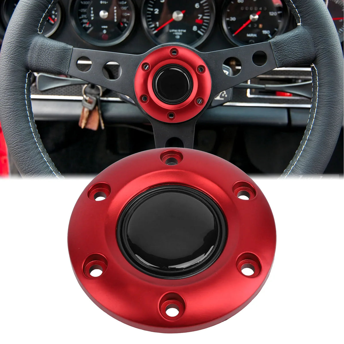 6-Hole Steering Wheel Center Horn Button Cap | ABS – 4 Colors Steering Wheel Horn Cap Qme