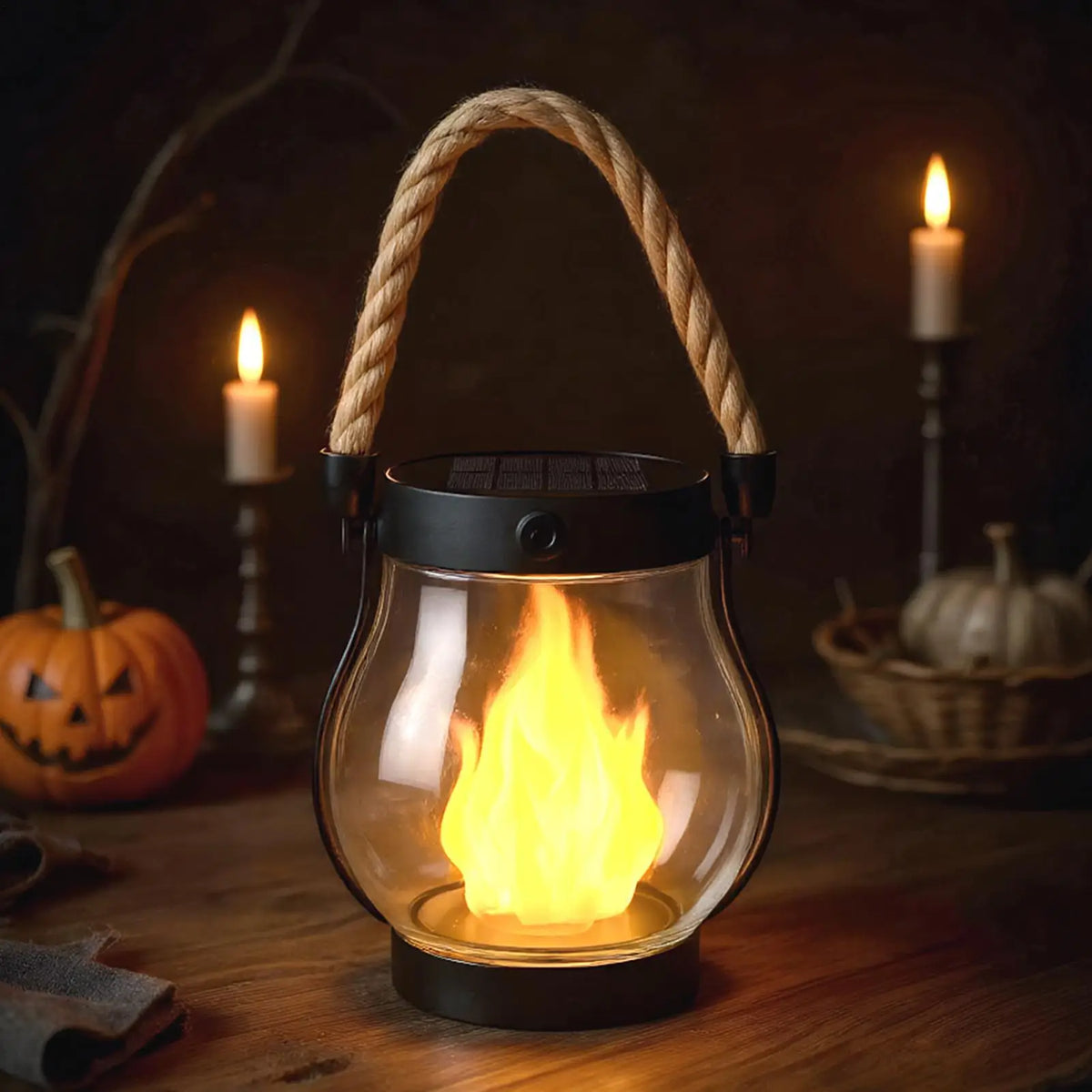 Solar Outdoor Lantern – Flickering Flame, Water-Resistant Solar Outdoor Lantern Qme