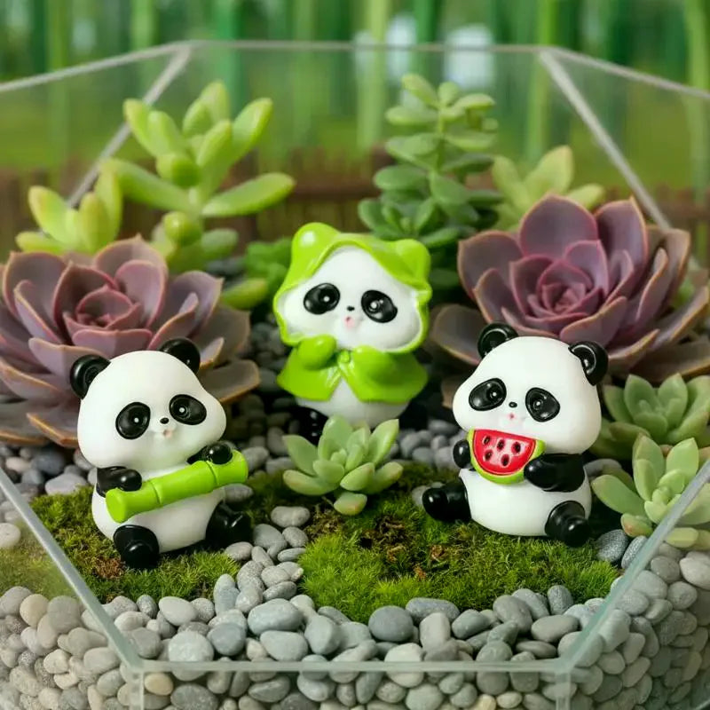 Mini Panda Figurines for Terrarium, Bonsai & DIY Micro Landscape Miniature Figurine Qme
