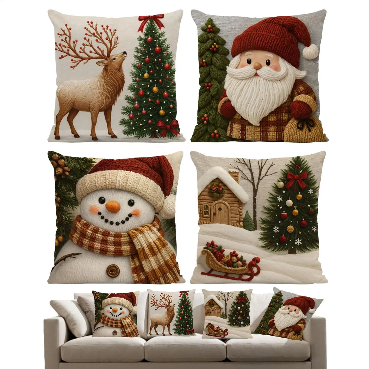 Christmas Snowman Pillow Cover – Washable Linen Cushion Case 18" Decorative Pillow Cover Qme China Mainland