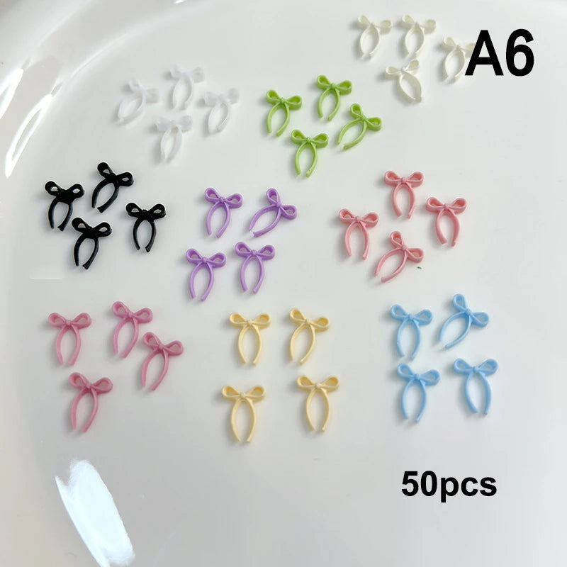 50Pcs 3D Ribbon Bowtie Nail Art Charms – Resin Nail Decor Nail Art Charms Qst A6