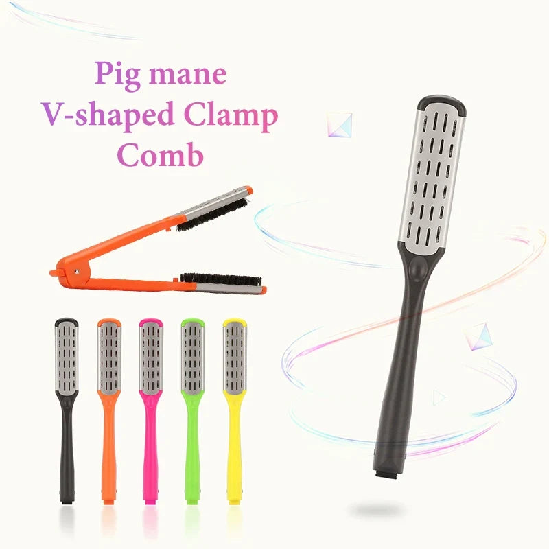 V Shape Comb Clamp Hair Straightening Brush | DIY Styling Hair Straightening Comb Qme