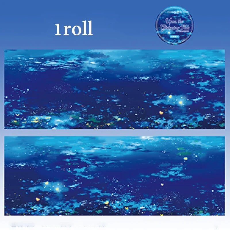 Water Wave Washi Tape | Ocean Sparkle Junk Journal Roll Decorative Washi Tape Qme H