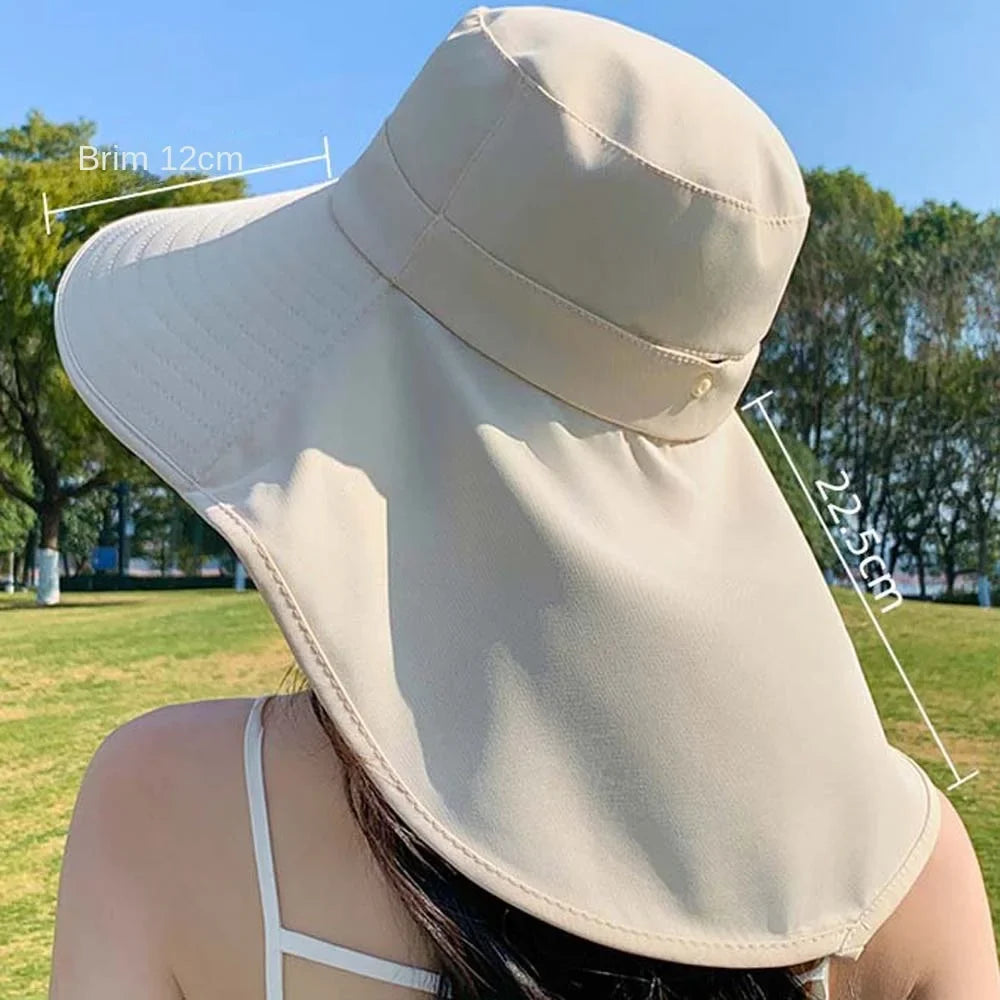 Women's Wide Brim Hiking Hat with Neck Cover | Quick Dry Wide Brim Sun Hat Qme