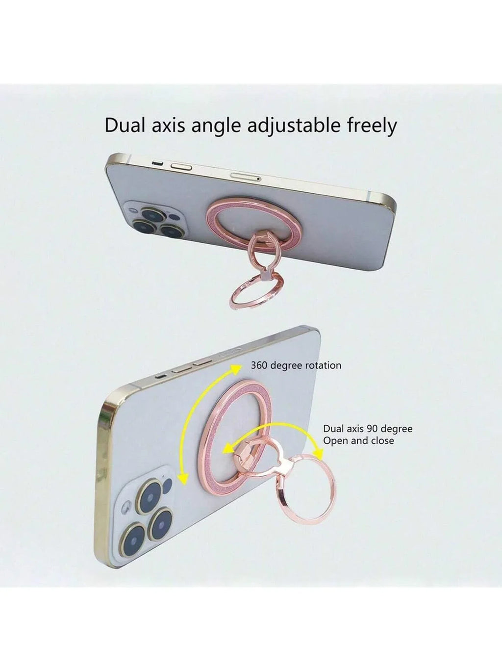 Qme Double-Ring Magnetic Phone Holder Foldable Zinc Alloy Stand Magnetic Phone Stand Qme