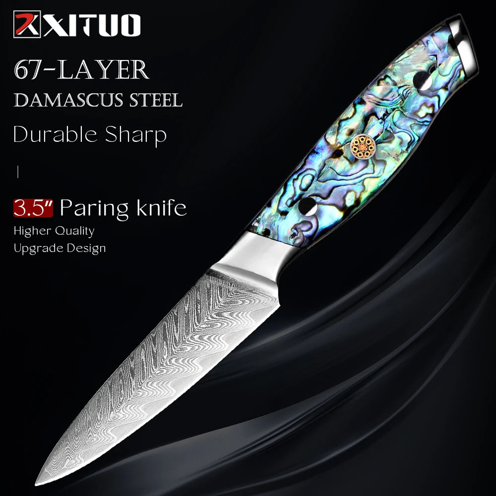 XITUO Damascus Paring Knife 3.5" Japanese VG10 Fruit Knife Damascus Paring Knife Qst Fruit knife