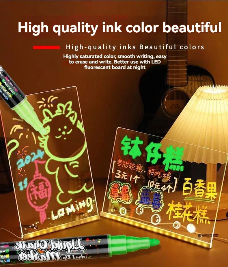 Erasable Liquid Chalk Markers – Reversible Tips for Glass & Chalkboard Liquid Chalk Markers Qme
