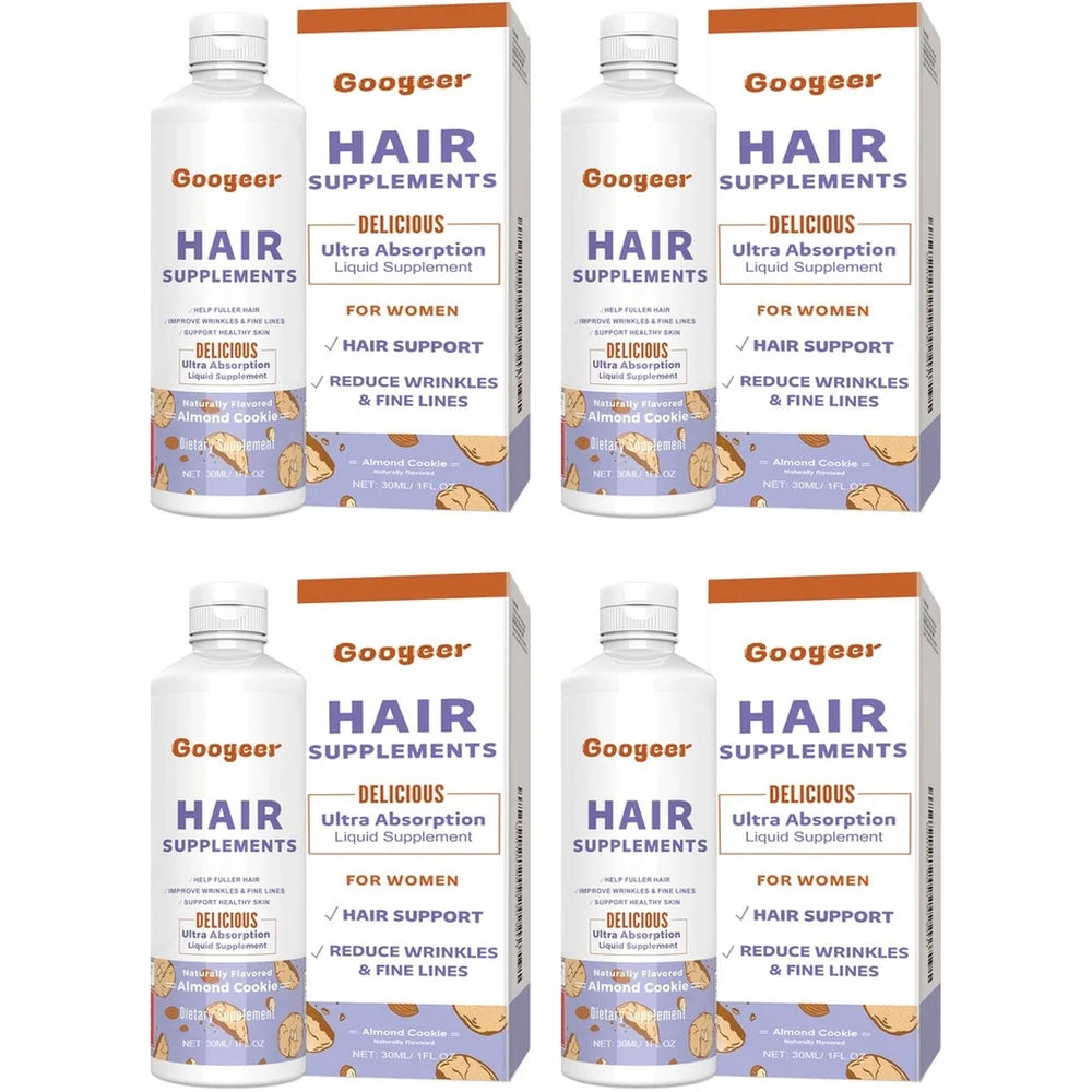 Googeer Hair Growth Liquid Supplement – Biotin, B6 & Pumpkin Seed Oil Hair Growth Supplement Qst 4 bottles