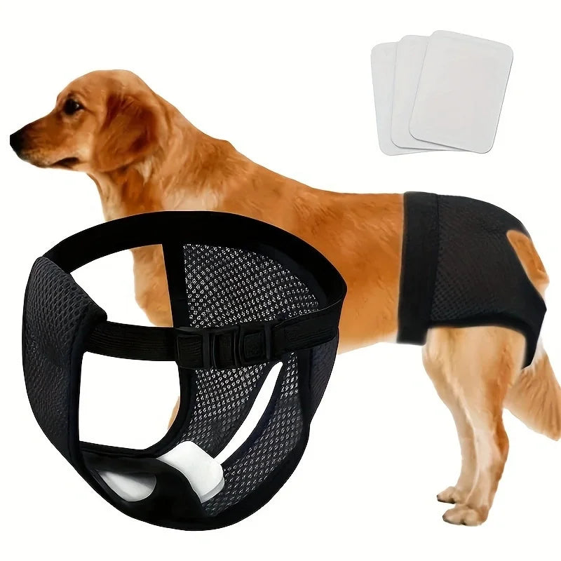Breathable Adjustable Female Dog Diapers + 3 Replacement Pads Female Dog Diapers Qme