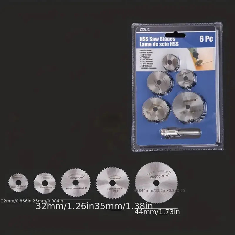6-Piece Mini HSS Circular Saw Blade Set – Precision Cutting Circular Saw Blade Set Qme