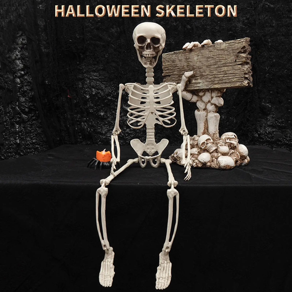 Halloween 2ft Outdoor Skeleton Skull Prop – Resin Bone Decor Halloween Skeleton Prop Qme