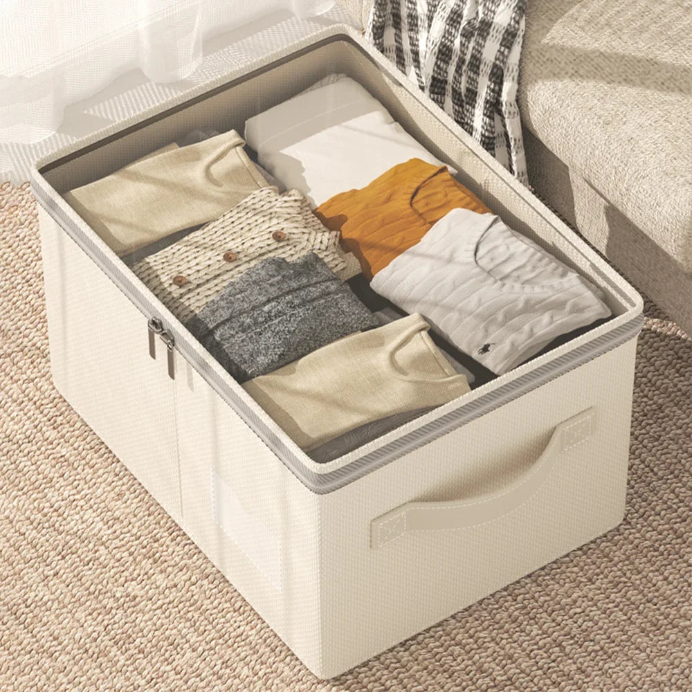 Foldable Cotton Linen Storage Bag – Portable Clothes Organizer Foldable Storage Bag Qme