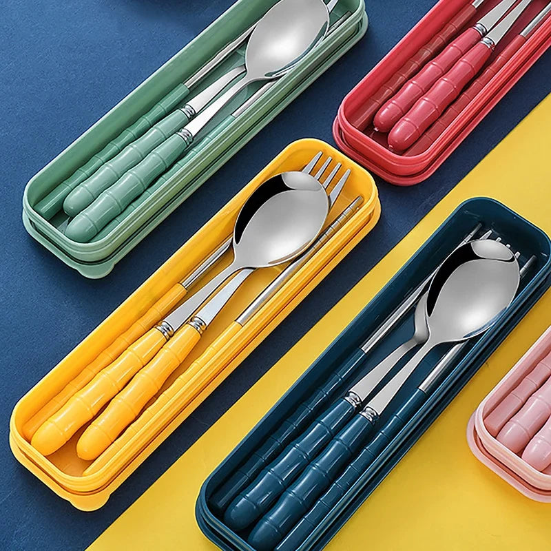 Stainless Steel Chopsticks Spoon Fork Set | Portable Tableware Portable Cutlery Set Qme